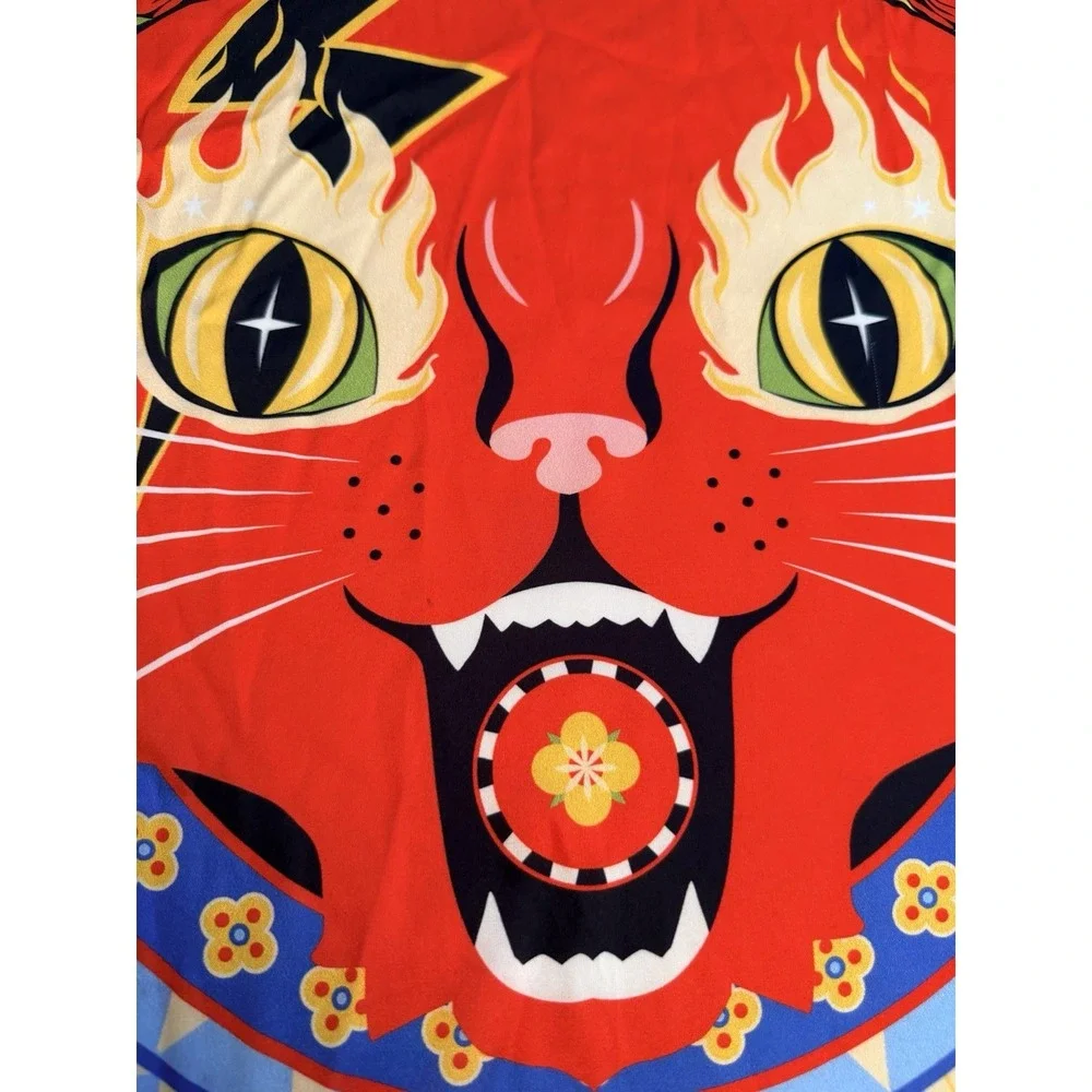 Tired City Vietnam Bandana Silk Scarf By Phạm Quang Phúc Orange Cat Cards Square